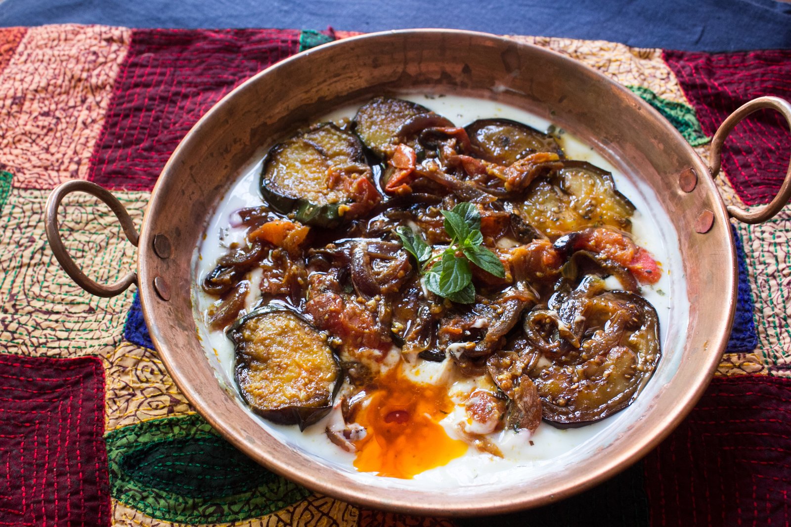 Borani Banjan, an Afghan eggplant dish 