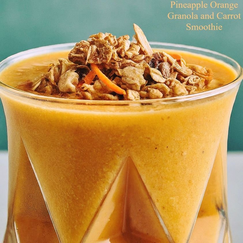 Pineapple Orange Granola and Carrot Smoothie