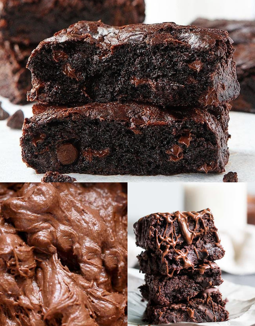 Fudgy Triple Chocolate Brownies