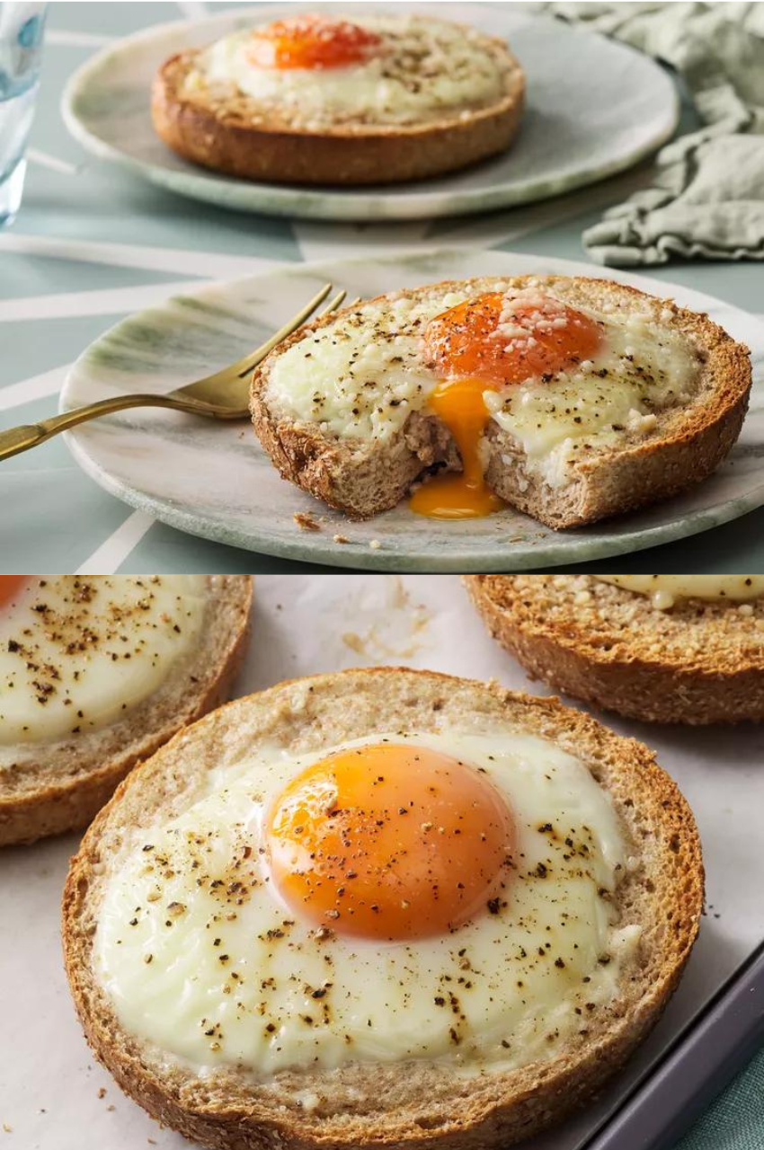 Spinach-Artichoke Egg in a Bagel Hole